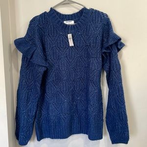 2/$15 Old navy oversized cobalt blue ruffled sleeve sweater. Size L tall